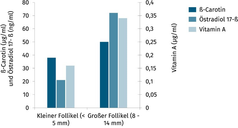 JOSERA Grafik zeigt Konzentration ß-Carotin, Vitamin A und Östradiol 17 beta